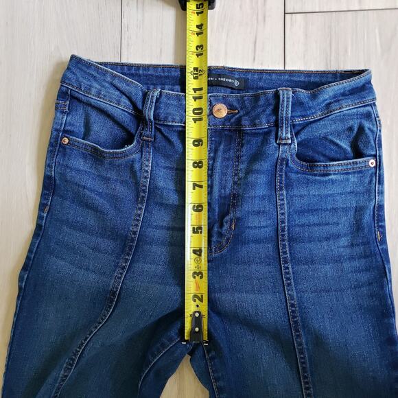Theory Flared Jeans Womens 8 Blue High Rise Stretch Western Rodeo Denim - Picture 6 of 8